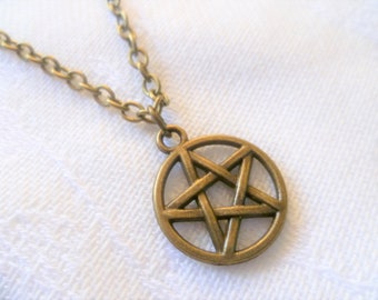 Pentagram necklace,pentacle necklace,wiccan jewelry,charm necklace,witch jewelry,pagan jewelry,pentacle pendant,small pentagram,gift,