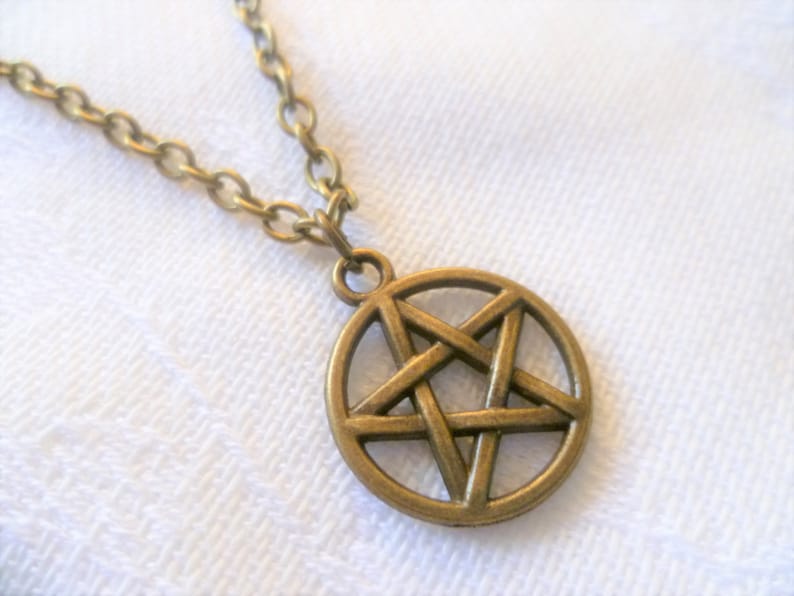 Pentagram necklace,pentacle necklace,wiccan jewelry,charm necklace,witch jewelry,pagan jewelry,pentacle pendant,small pentagram,gift, image 1