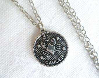 Cancer necklace,zodiac necklace,pendant,zodiac jewellery,silver necklace,charm necklace,cancer jewelry,personalised,horoscope,star sign