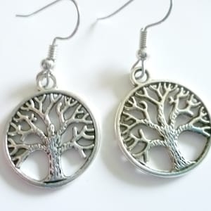 Tree of life earrings,tree earrings,silver earrings,gift for her,wiccan jewelry,pagan jewelry,tree of life jewelry,charm earrings