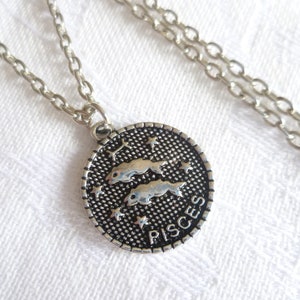 Pisces necklace,zodiac necklace,silver necklace,charm necklace,pendant,pisces jewelry,personalised,zodiac jewelry,horoscope,gift,birthday