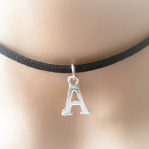 Initial choker, initial necklace,black choker,choker necklace,personalised jewellery,initial jewelry,silver letter jewelry,initial gift