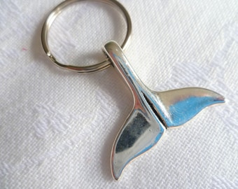 Silver Whale Tail Keyring, Nautical Bag Charm