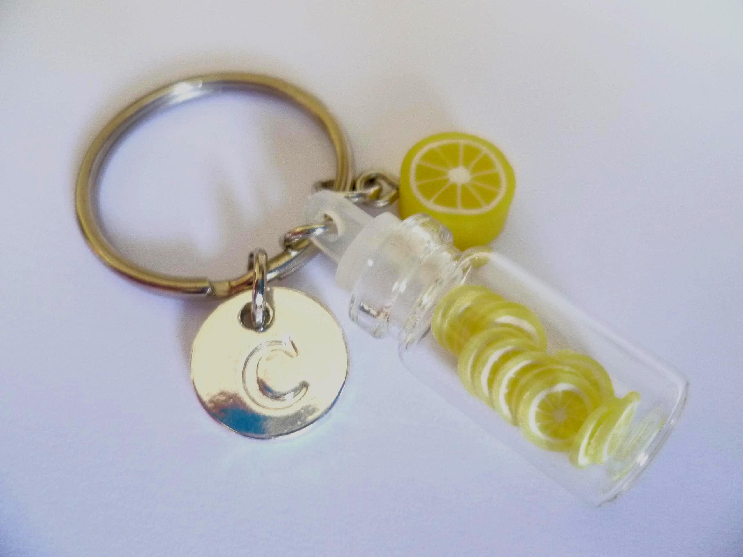 Portachiavi a Forma di Limone in Lega con Strass, Charm per Borsa di