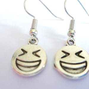 Emoji earrings,smiley face,emoji jewelry,charm earrings,silver earrings,simple jewellery,fashion jewelry,dangle earrings,gift,handmade