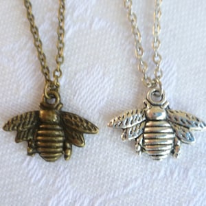 Bee necklace,charm necklace,bee jewellery,silver necklace,bronze necklace,gift for her,minimalist,insect jewelry,simple necklace,