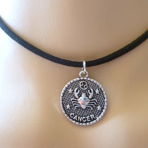 Cancer choker,zodiac jewelry,black choker,personalised jewelry,cancer necklace,choker necklace,star sign,birthday,astrology,birth sign