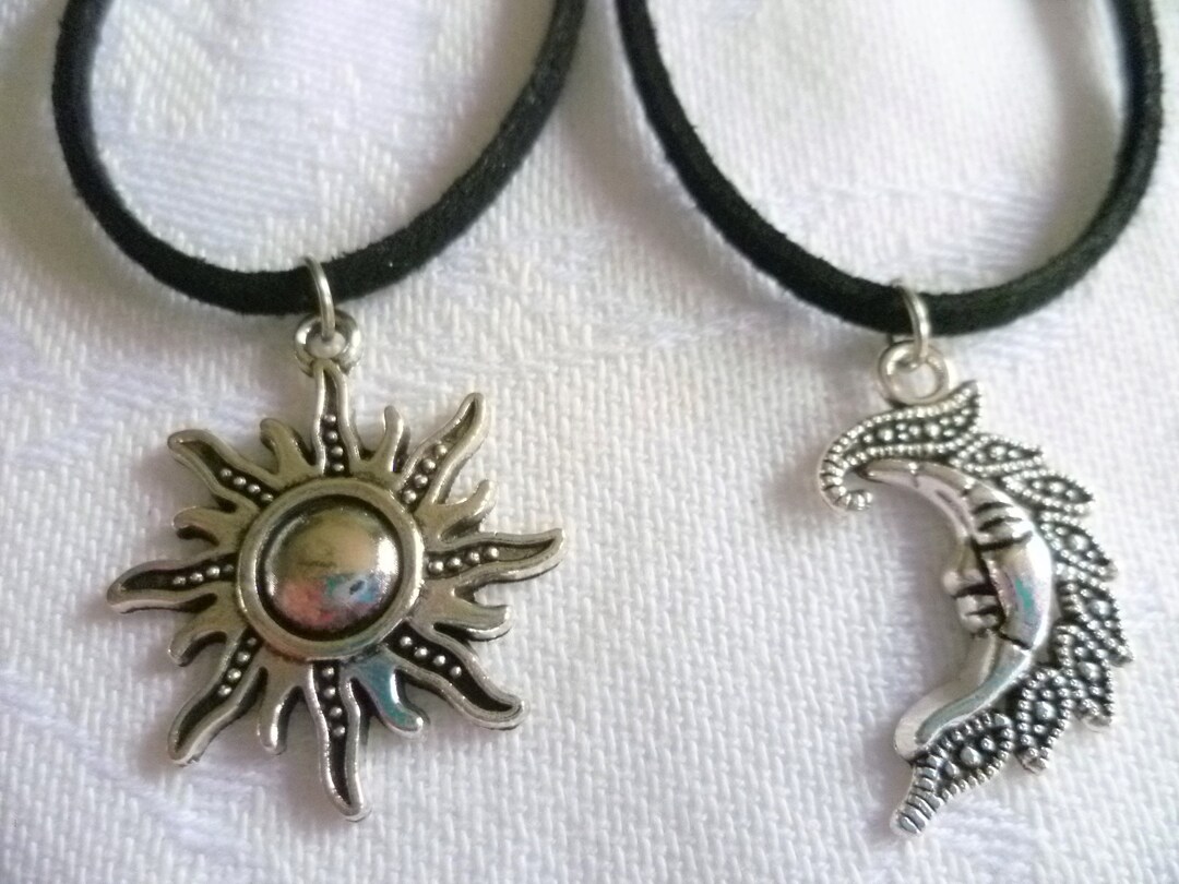Sun and Moon Choker Set, Black Faux Suede, Celestial Jewelry - Etsy