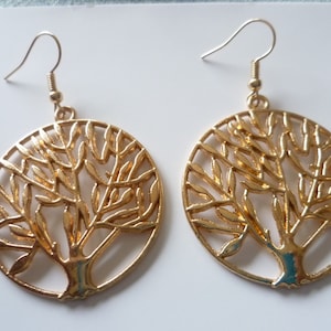 Tree of life earrings,tree earrings,gold earrings,wiccan jewelry,pagan jewelry,charm earrings,tree of life jewelry,gift,dangle and drop