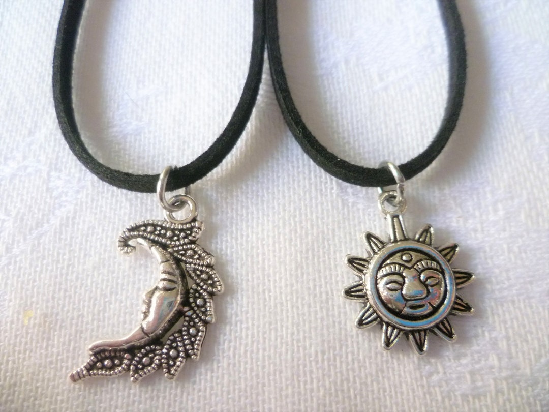 Sun and Moon Choker Set, Black Suede, Celestial Jewelry - Etsy