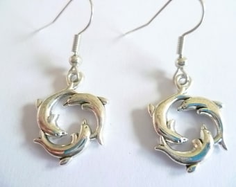 Dolphin Charm Earrings: Silver Sea Life Jewelry