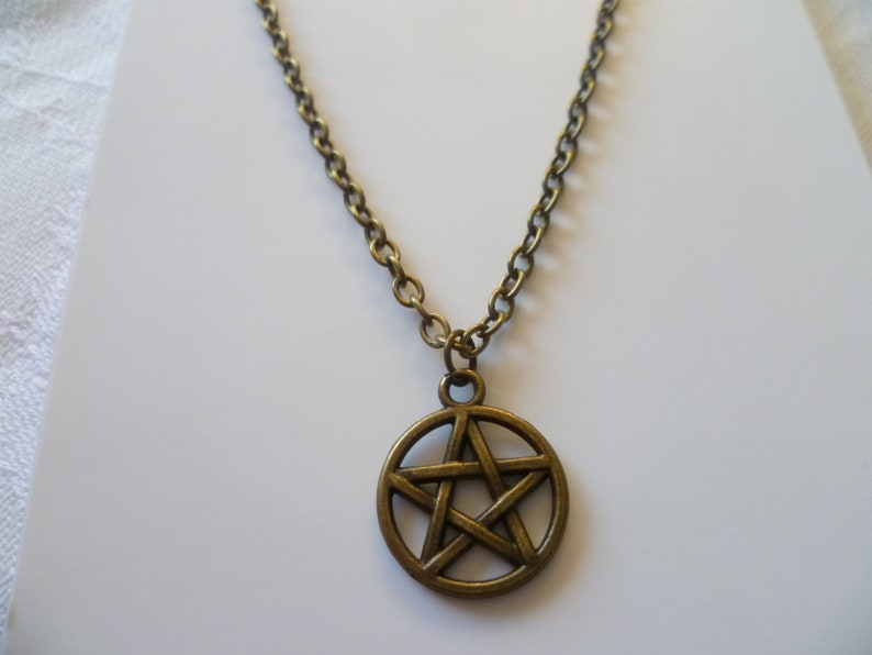 Pentagram necklace,pentacle necklace,wiccan jewelry,charm necklace,witch jewelry,pagan jewelry,pentacle pendant,small pentagram,gift, image 3