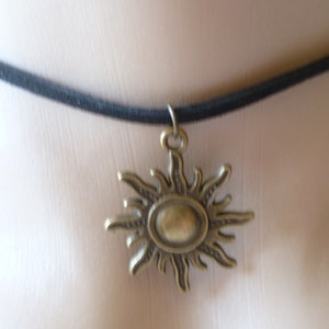 Sun choker,sun necklace, choker necklace,sun jewellery,wiccan jewellery,black choker,celestial jewellery,gift,handmade,pagan jewellery