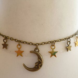 Moon and stars choker,secret santa gift,moon choker,moon jewelry,choker necklace,wiccan jewelry,charm necklace,celestial,star necklace