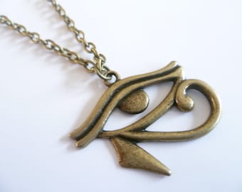 Bronze eye of Horus necklace,egyptian jewelry,Eye of Ra protection charm pendant