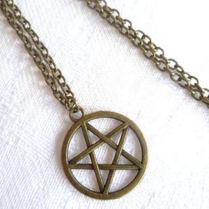 Pentagram necklace ,charm necklace,pentacle necklace, pendant,witch jewelry, pagan jewelry, gift,wiccan,bronze pentagram, jewellery