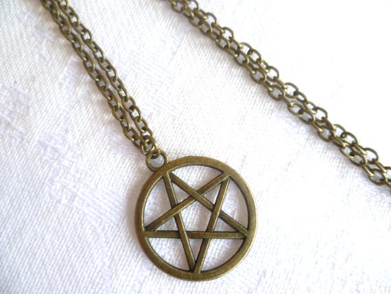 Bronze Pentagram Necklace: Witch Pagan Jewelry Charm