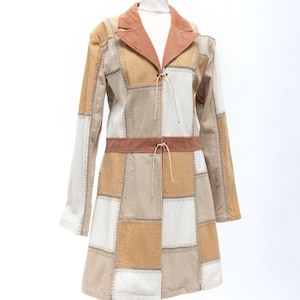 Vintage 70s Patchwork Coat – Colorful Boho Hippie Festival Corduroy Jacket, Retro Unisex Outerwear, Size M