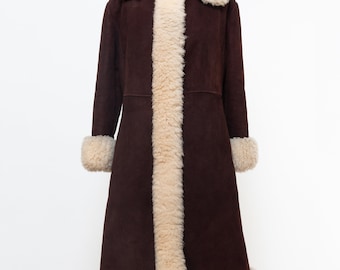 Penny Lane Mantel Festival Outfit Vintage 70er Jahre Hippie Schaffell Afghan Mantel Shearling Pelz Echtleder Jacke Boho Wintermantel für Damen