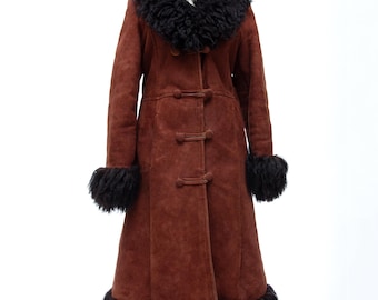 Penny Lane Coat Festival Outfit Vintage 70s Hippie Sheepskin Afghan Coat Shearling Fur Genuine Leather Jacket Boho Winter Coat For Women