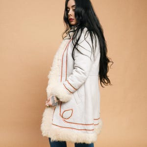 Vintage afghan coat, 60s 70s suede shearling embroidered sheepskin Penny Lane hippie boho festival genuine fur jacket
