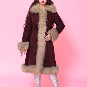 Vintage Penny Lane shearling coat real sheep fur long woodstock hippie boho afghan jacket. Size M
