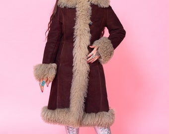 pamie sheep coat シープコート　XS Vintage Penny Lane Shearling Coat Real Sheep Fur Long Woodstock