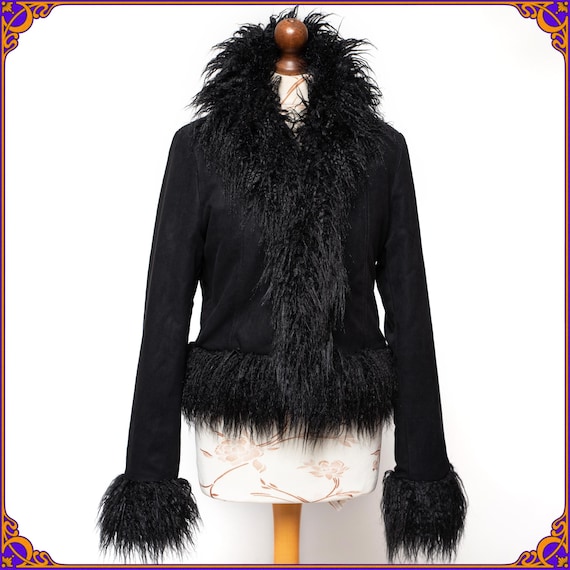Black shaggy coat sales