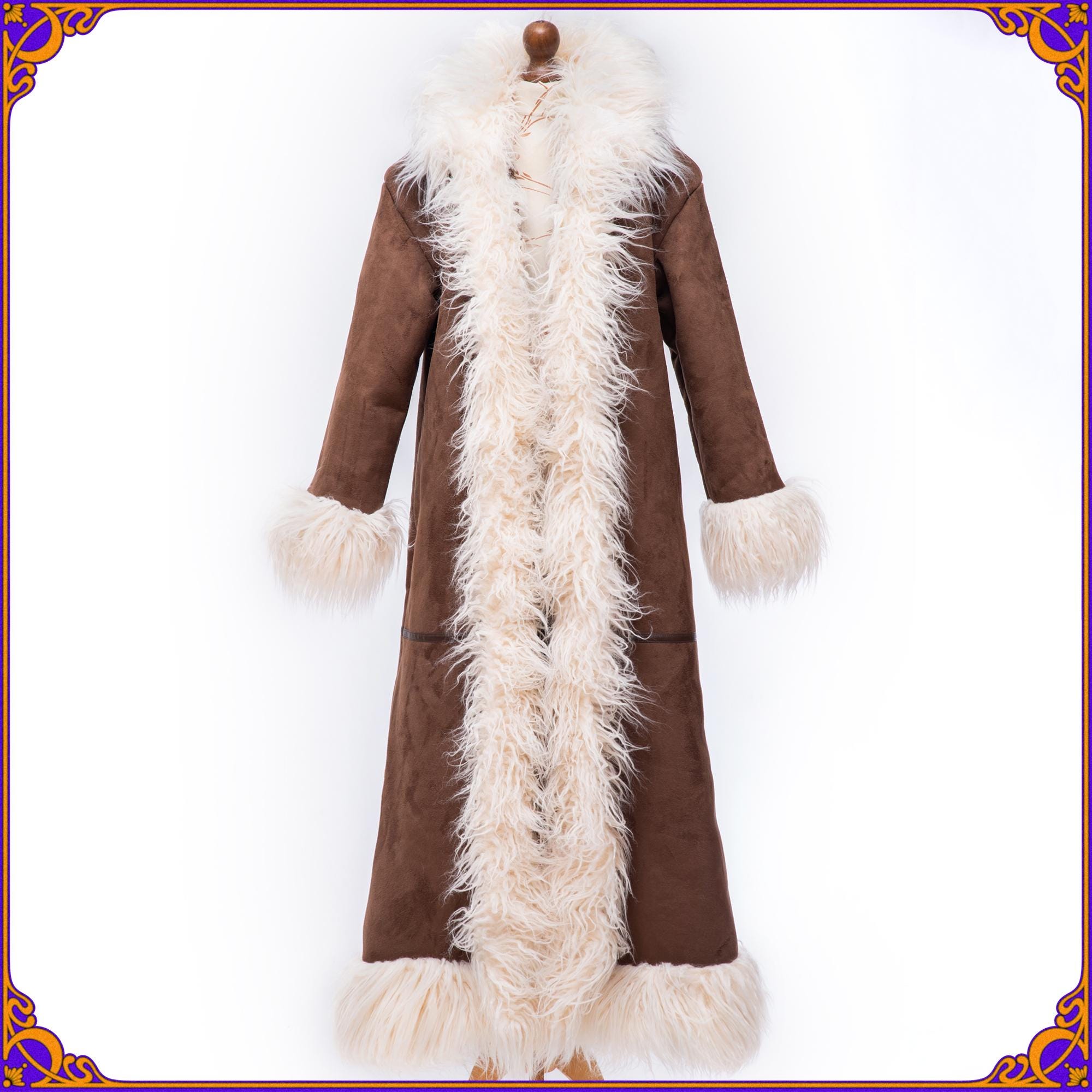 Iconic Penny Lane coat 70s inspired afghan coat! Vintage faux suede & fake mongolian tibetan lamb fur coat. Daisy Jones boho coat. Size L/XL