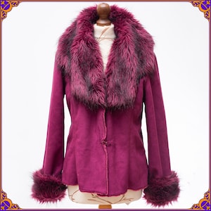 AMAZING 70s inspired AFGHAN COAT! Vintage faux fur purple coat. Penny Lane vegan coat. Daisy Jones 60s 70s boho afghan jacket. Size L