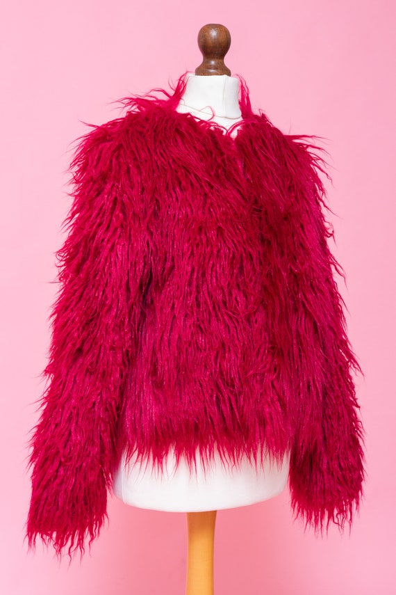 Glamorous faux fur vegan jacket. 70s fur. Studio … - image 6