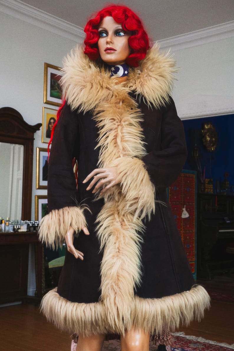 Penny Lane shearling sheepskin princess coat • Vintage 60s 70s retro woodstock sheep wool hippie boho afghan Daisy Jones genuine fur jacket image 4