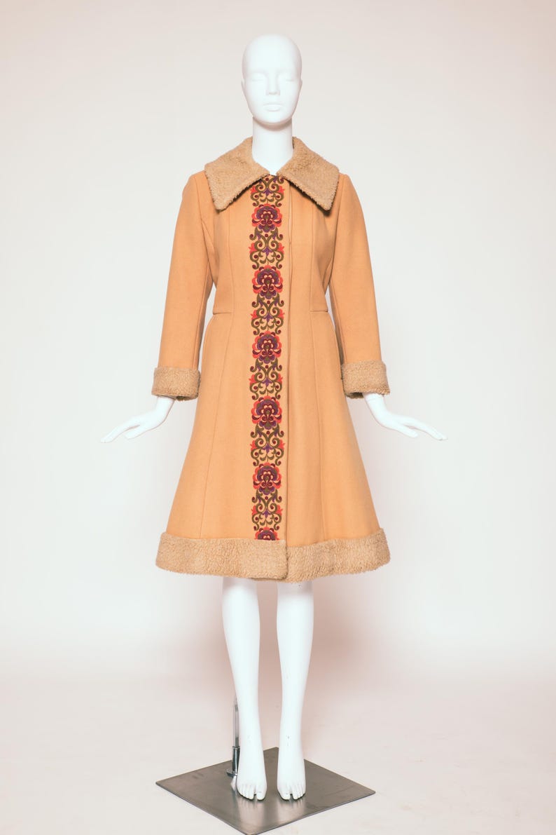 Penny Lane wool coat museum worthy genuine fur vintage olympic hand embroidered jacket from 1972 Summer Olympics in Munich. Size S/M image 1