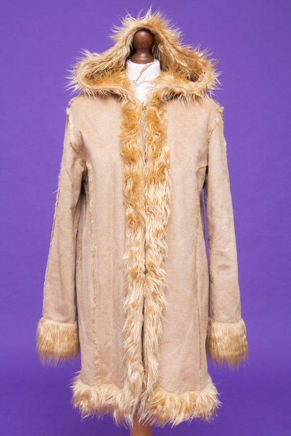 Vintage 1970's style faux shearling & faux fur co… - image 2