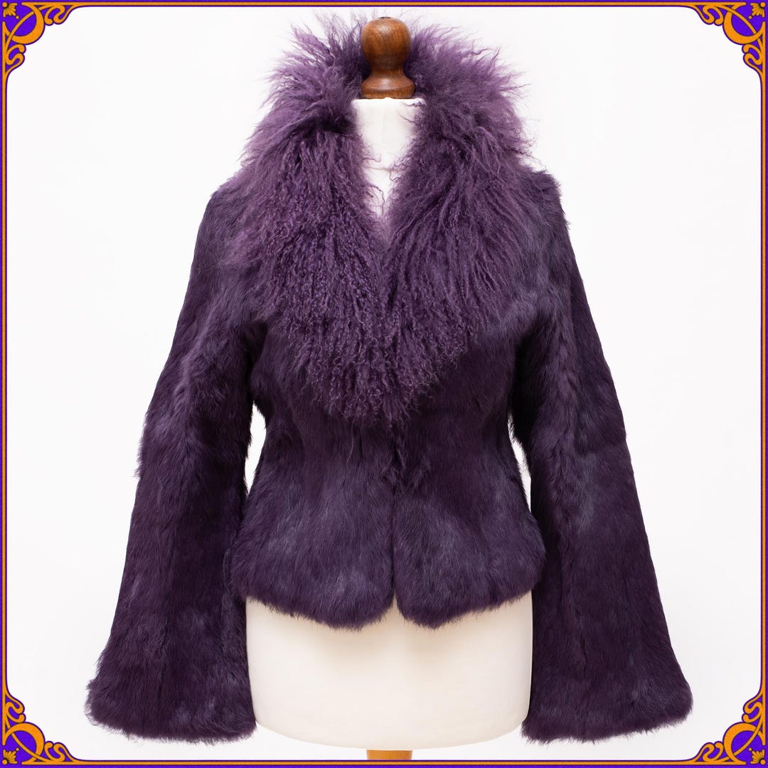 Vintage 70s Purple Real Mongolian & Rabbit Fur Coat. Penny Lane Coat ...