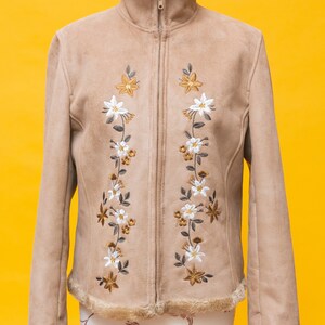 Wonderful 1960s 1970s inspired embroidered vegan suede jacket image 2