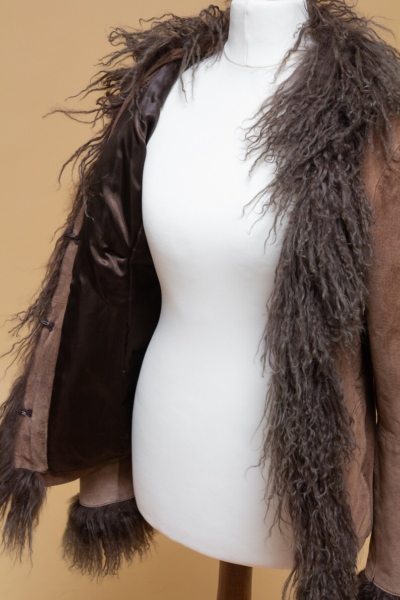 So so magical! Spectacular 1970/'s style suede leather /& mongoliantibetan long hair fur coat