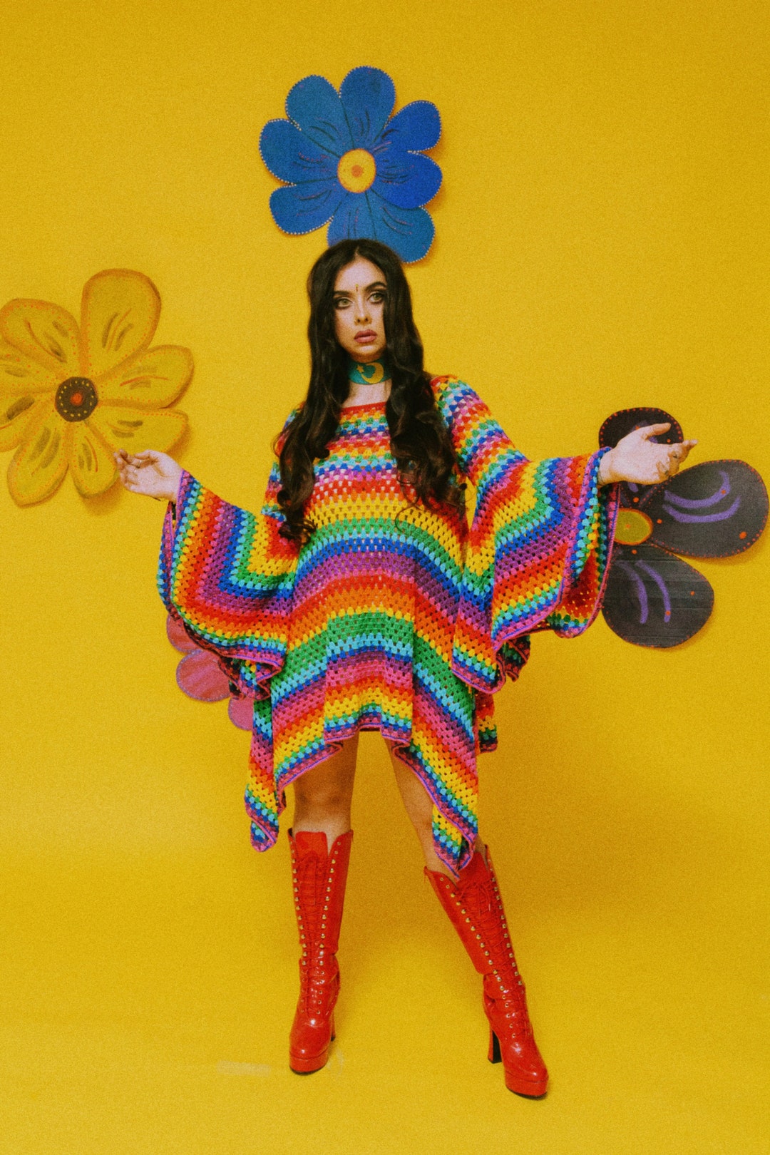 TRIP OUT Super Groovy 1970s Inspired Rainbow Crochet f - Etsy