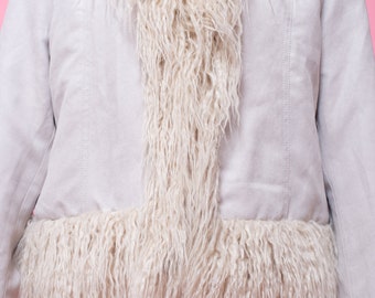 Shaggy 70s Y2k Faux Mongolian Fur & Fake Suede Vegan Jacket