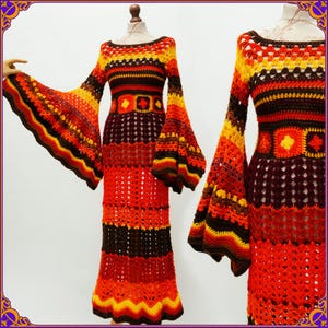 ULTRA RARE vintage inspired hand crocheted 70s EUPHORIA I maxi dress. 100% handamade dress. 60s 70s psych mod crochet dress.