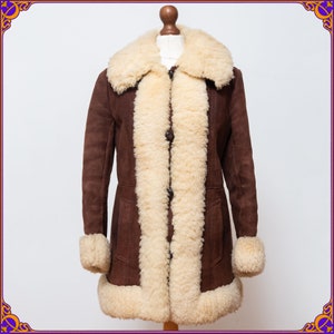 ICONIC authentic vintage 60s 70s real lamb fur afghan coat. Penny Lane Hippy Hippie Boho Woodstock sheepskin Daisy Jones coat. Size SMALL