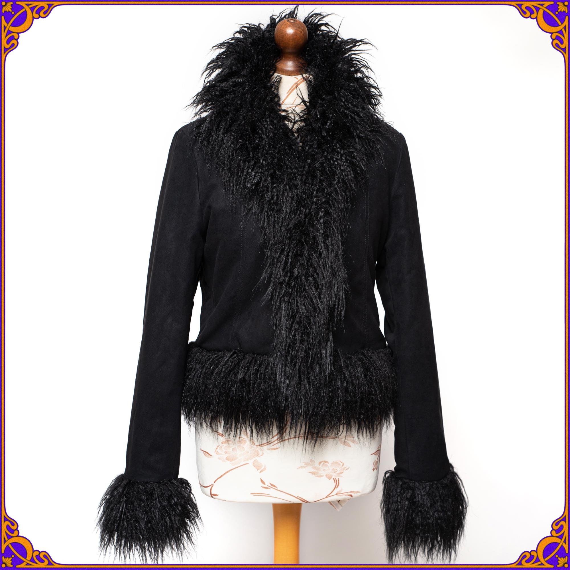 Vintage Y2k Faux Fur Vegan Jacket 2000s Penny Lane Style Fluffy
