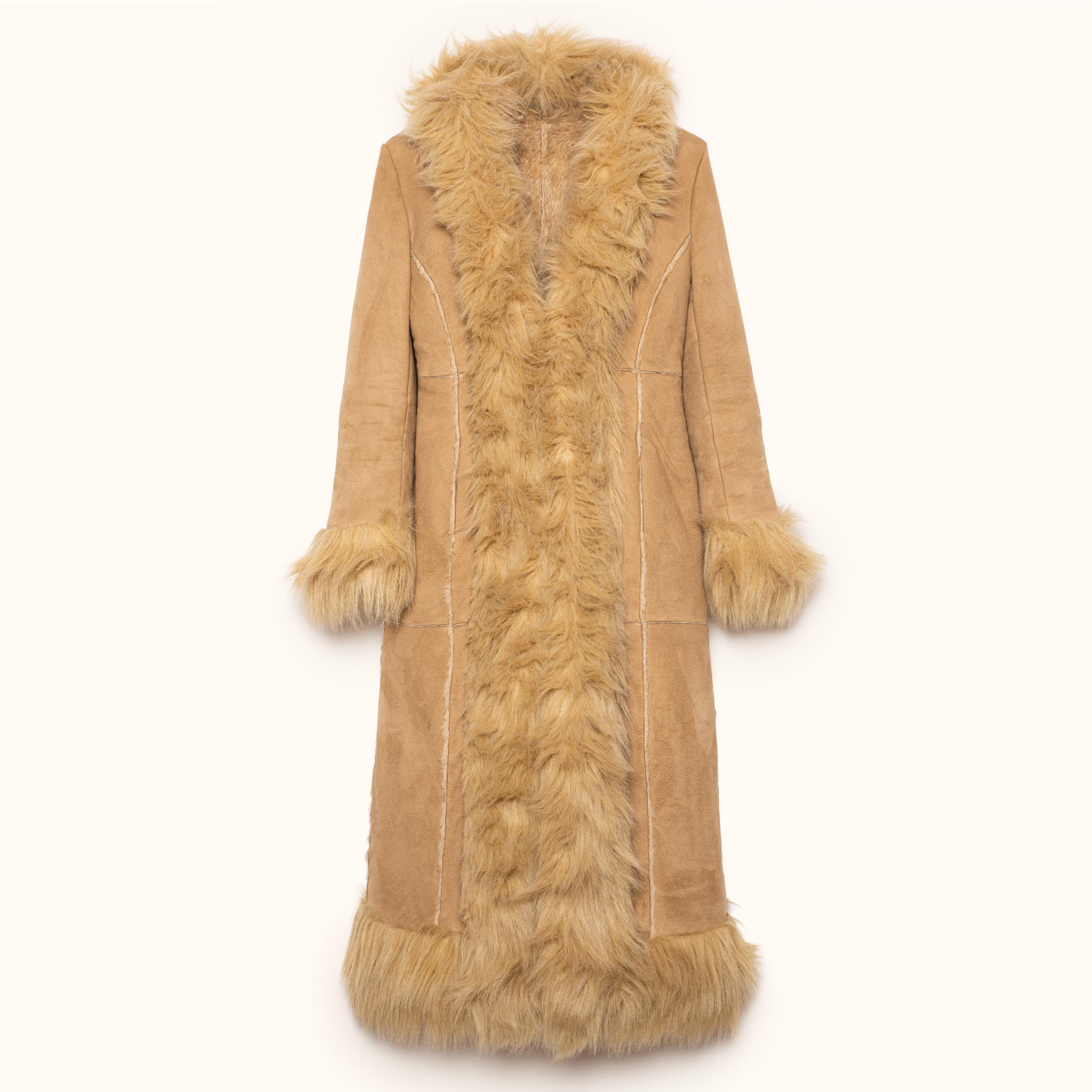 Penny Lane Coat Faux Fur Trim Retro 70s Y2k Fashion Afghan Faux