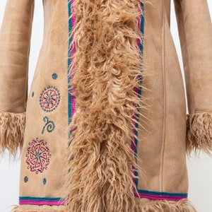 Vintage faux fur afghan coat with floral embroidery womens fur coat boho Penny Lane retro 60s 70s outfit festival fashion hippie y2k jacket image 2