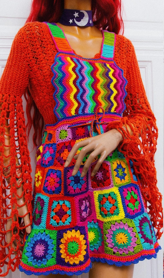 hole-punch multicolor knit maxi dress Natalie Multicolored Sling Knit Maxi Dress / L