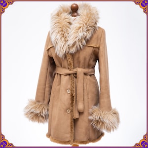 The ultimate PENNY LANE COAT. Dreamy 1960s 1970s style faux  fur coat. Faux fur afghan coat.  70s style vegan coat. Size S/M