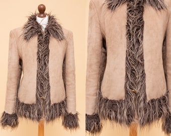 PENNY LANE! Amazing 60s 70s inspired faux suede & faux fur VEGAN coat. So so beautiful!