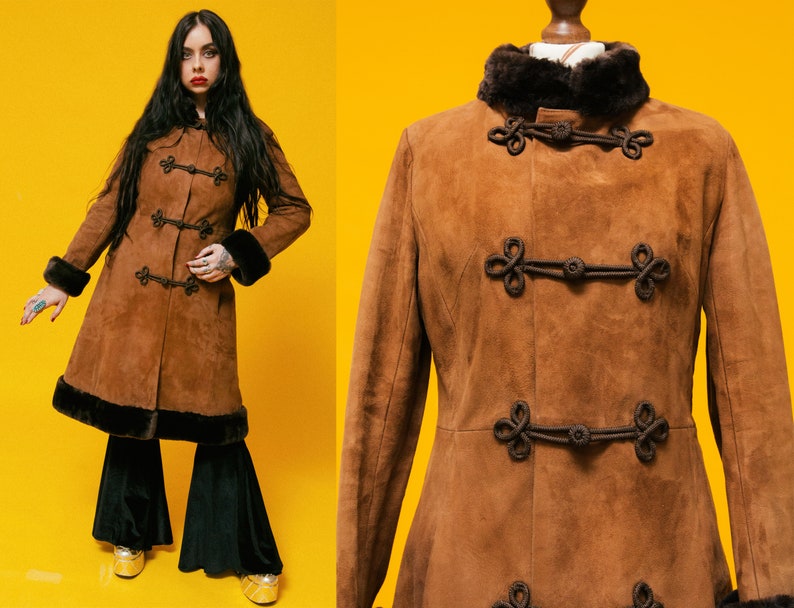 Very rare & beautiful Penny Lane 1960's 1970's shearling sheepskin hippie coat with decorative details. So so beautiful! 