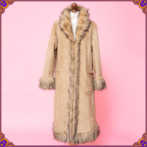 Penny Lane Coat Vintage 1960s Afghan Faux Fur Vegan Coat. Faux Fur