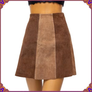 Vintage 1970s suede leather skirt. High waisted leather skirt